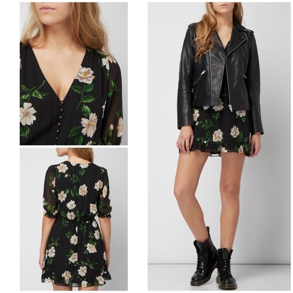 NWT THE KOOPLES Floral ALLURE 100% Silk Mini Dress FR 2 US 6 M